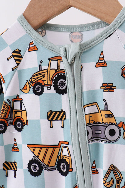 Bamboo checkered construction zippie