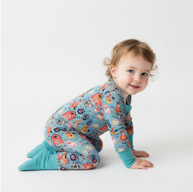 Bamboo turquoise farm zippie