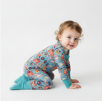 Bamboo turquoise farm zippie