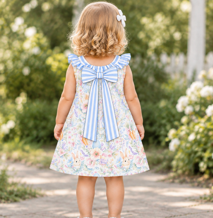 Floral bunny dress with large back bow