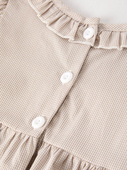 Halloween & Thanksgiving Pumpkin Embroidery Smock Plaid Girls Dress