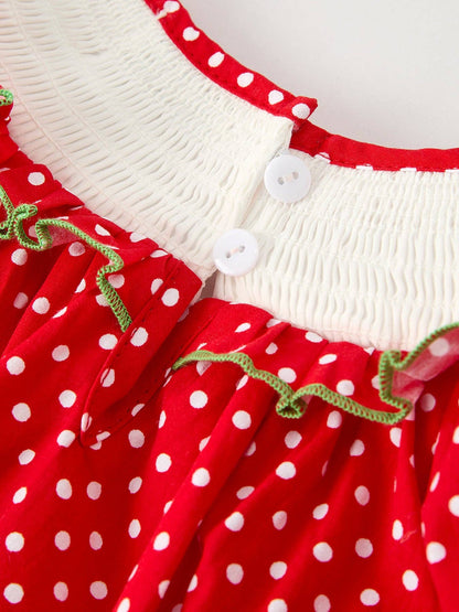 Christmas Cheer: Red Holiday Baby Girls Romper with Cute Embroidery