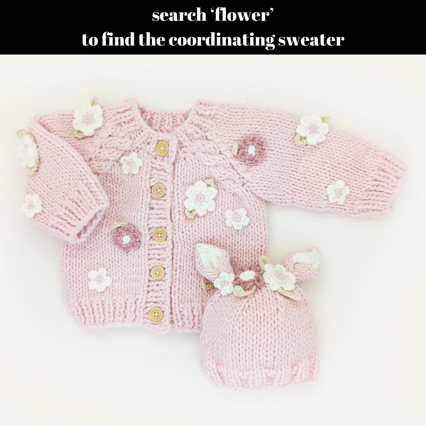 Flower Bunny Beanie Blush Mono Beanie Baby & Kids