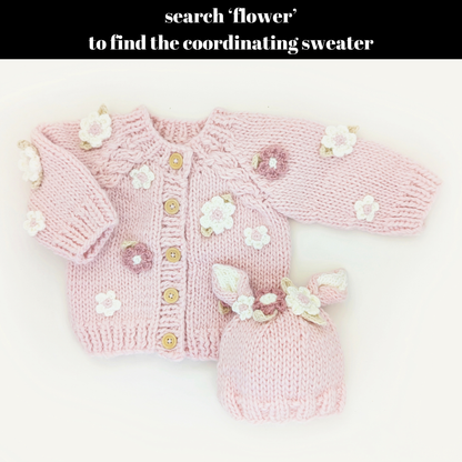 Flower Bunny Beanie Blush Mono Beanie Baby & Kids