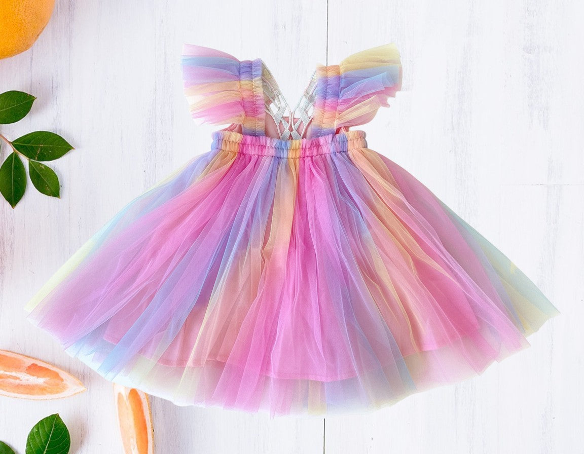 Rainbow Butterfly Tulle Dress