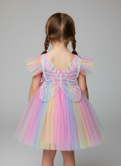 Rainbow Butterfly Tulle Dress