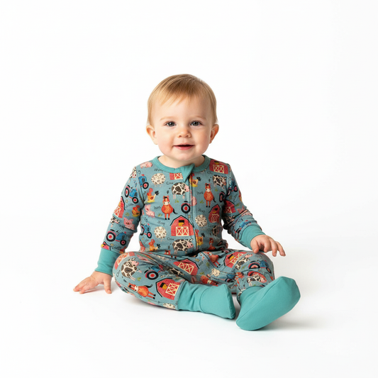 Bamboo turquoise farm zippie