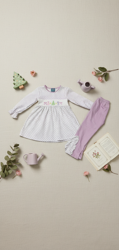 Embroidered candy cane dream pant set