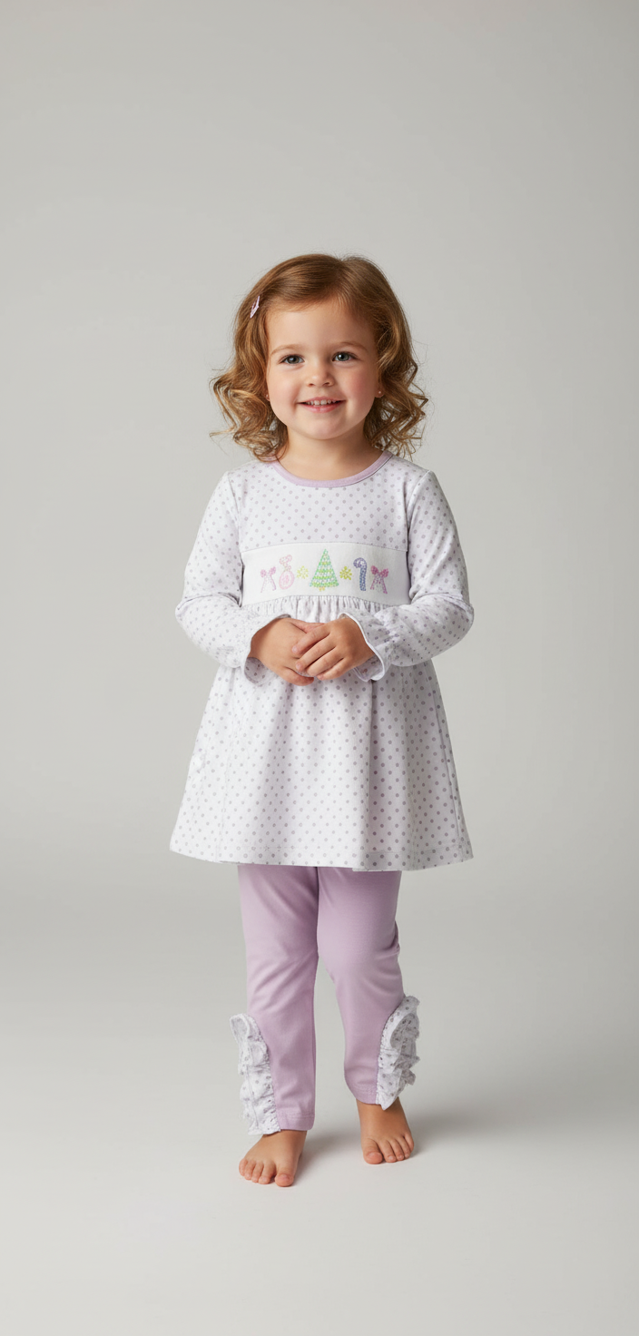 Embroidered candy cane dream pant set