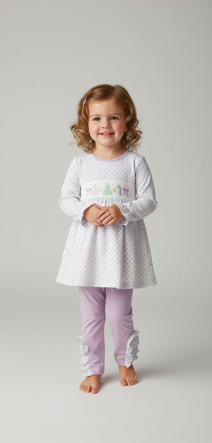 Embroidered candy cane dream pant set