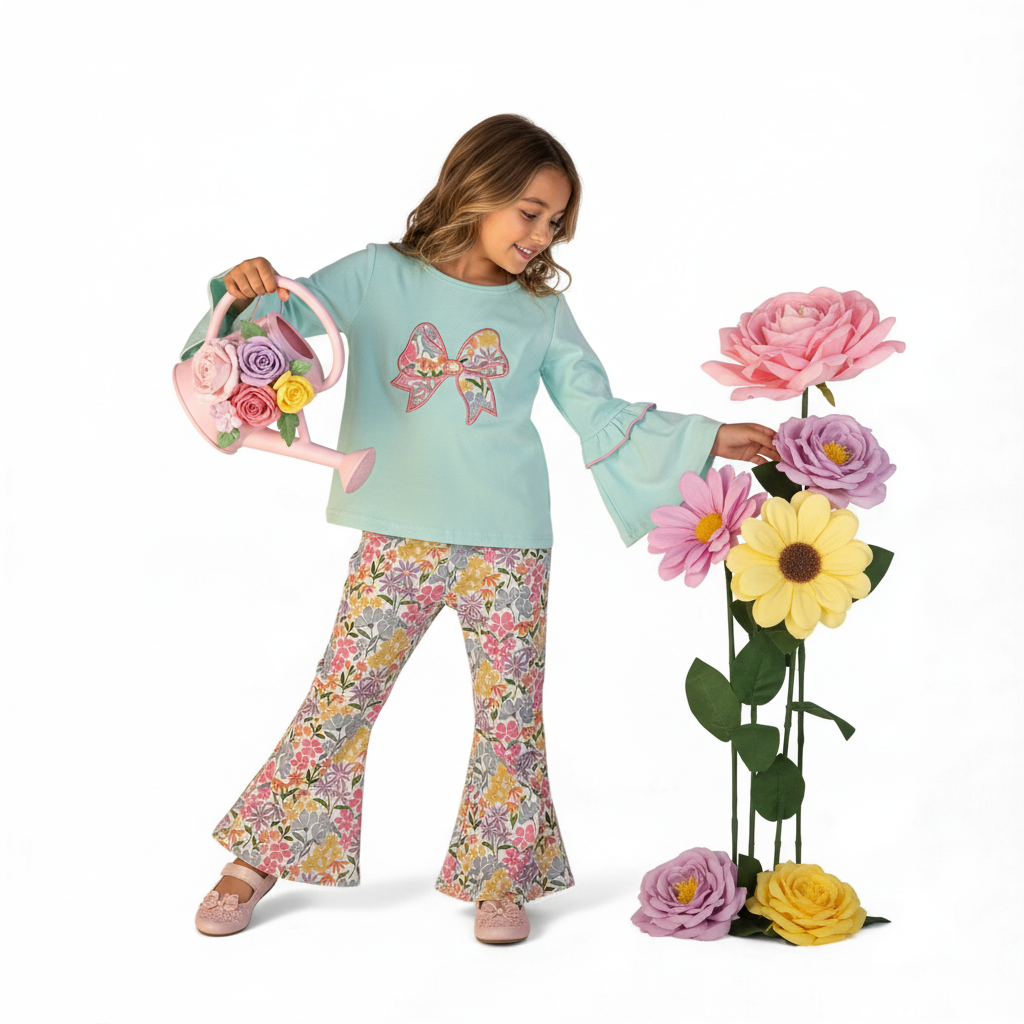 Garden bloom bell sleeve pant set