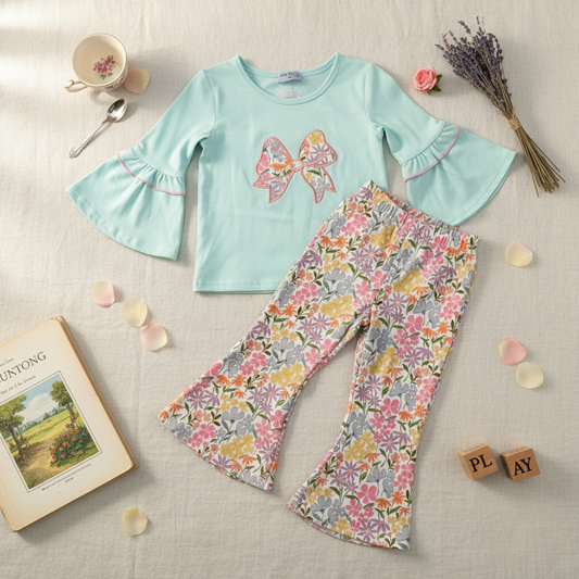 Garden bloom bell sleeve pant set