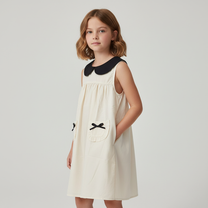 Classic peter pan collar cotton dress with matching headband