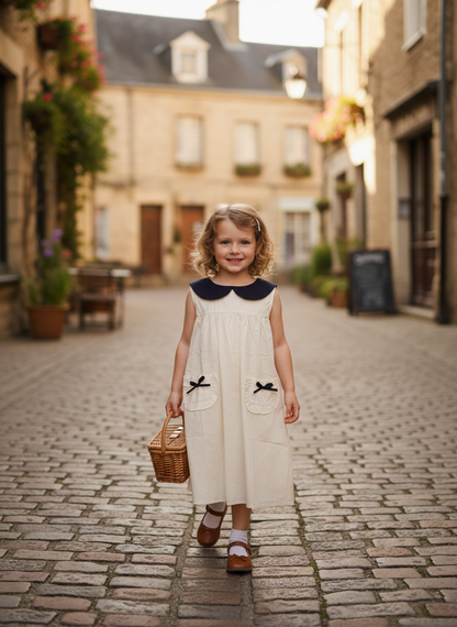 Classic peter pan collar cotton dress with matching headband