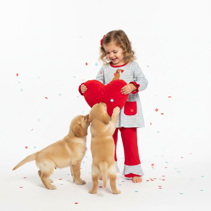 Puppy love embroidered pant set