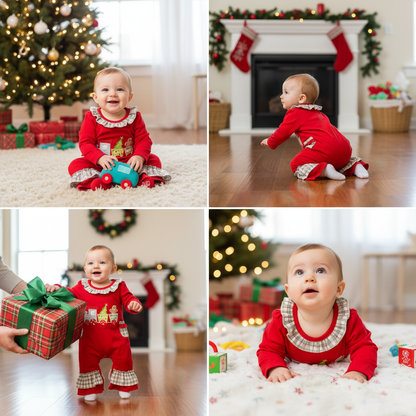 Christmas train ruffle romper