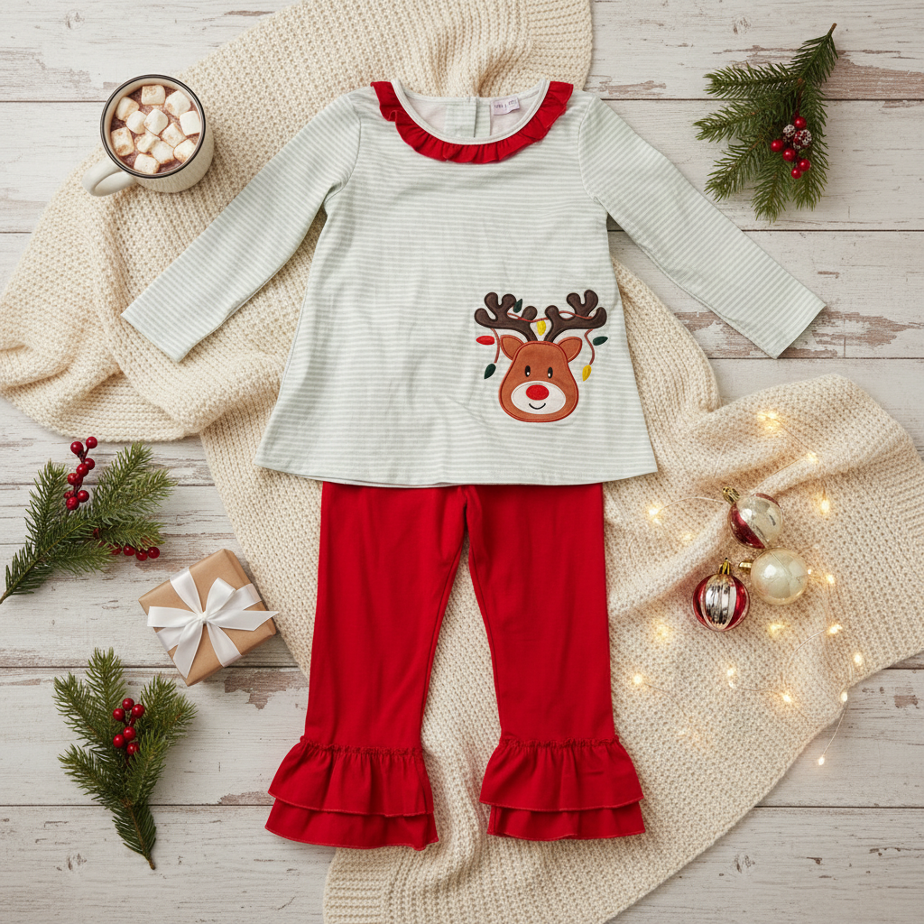 Reindeer ruffles Christmas set