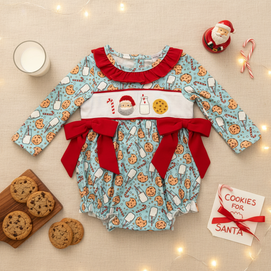Cookies and milk embroidered romper