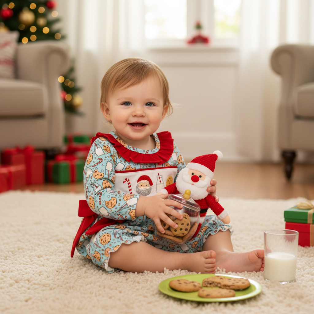 Cookies and milk embroidered romper