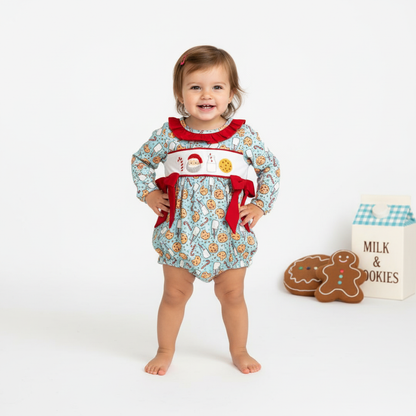 Cookies and milk embroidered romper
