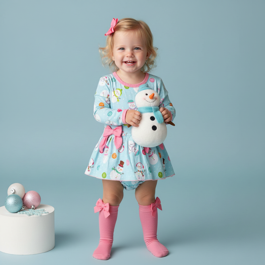 Bamboo snowman dress with snap bottom