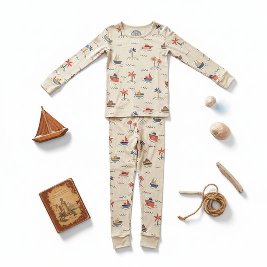 Sail away bamboo pajama set (white)