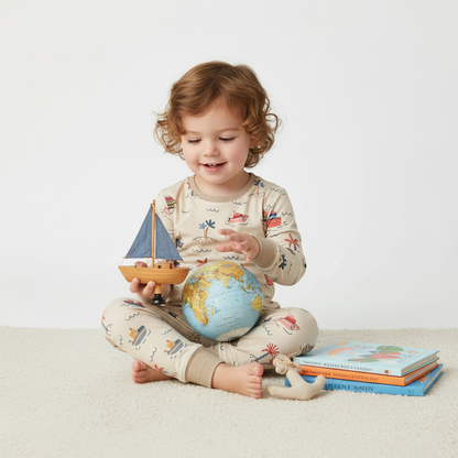 Sail away bamboo pajama set (white)