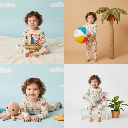 Sail away bamboo pajama set (white)