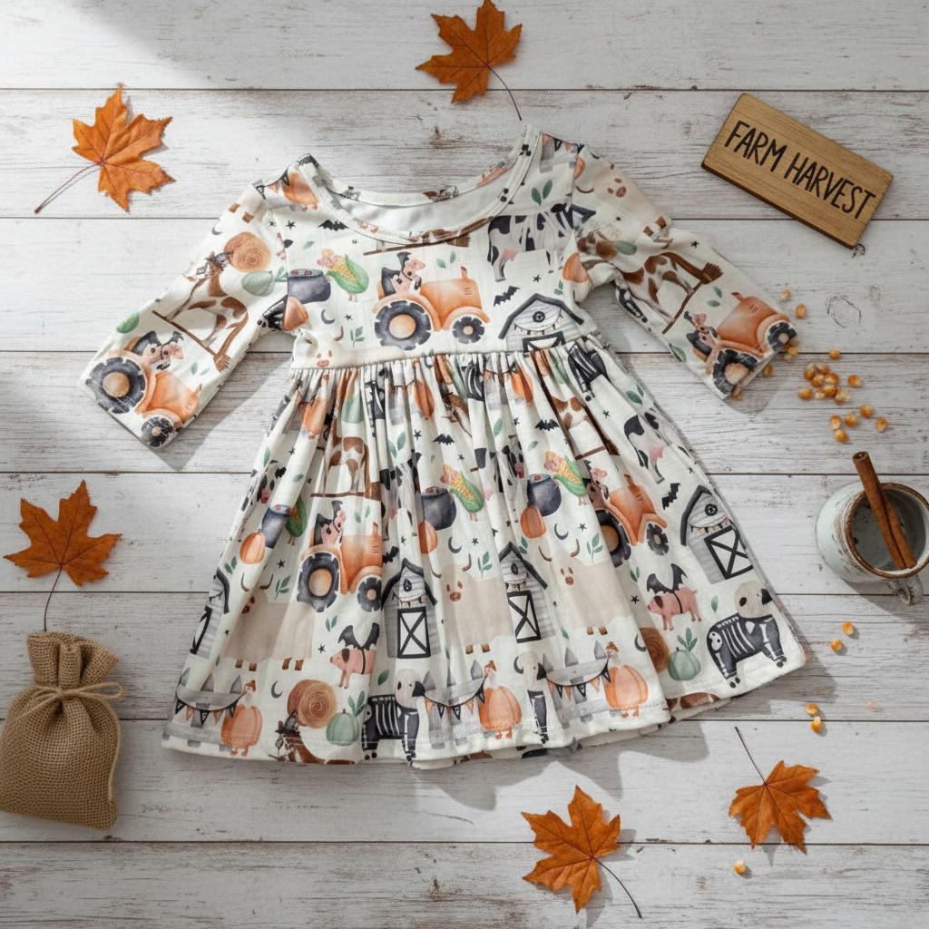 Cotton farm harvest twirl dress