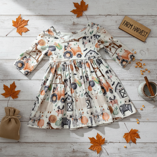 Cotton farm harvest twirl dress