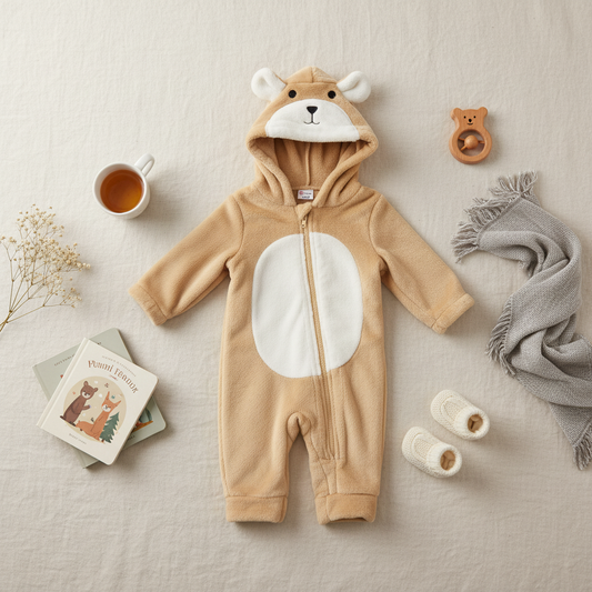Baby bear soft hoodie bodysuit
