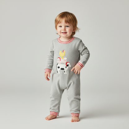 Christmas farm baby romper