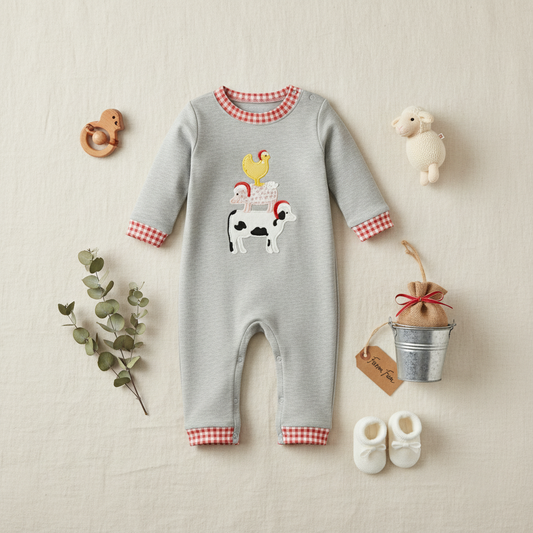 Christmas farm baby romper