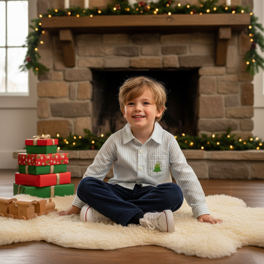 Holiday tree embroidered shirt
