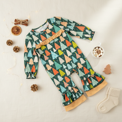 Christmas tree ruffle romper