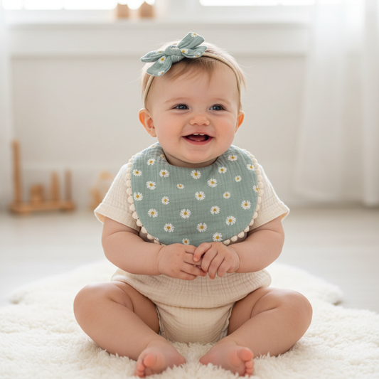 Daisy bib and bow set