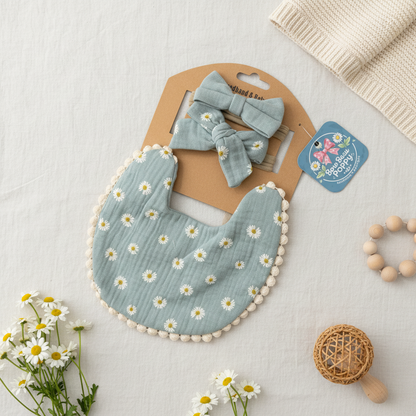 Daisy bib and bow set