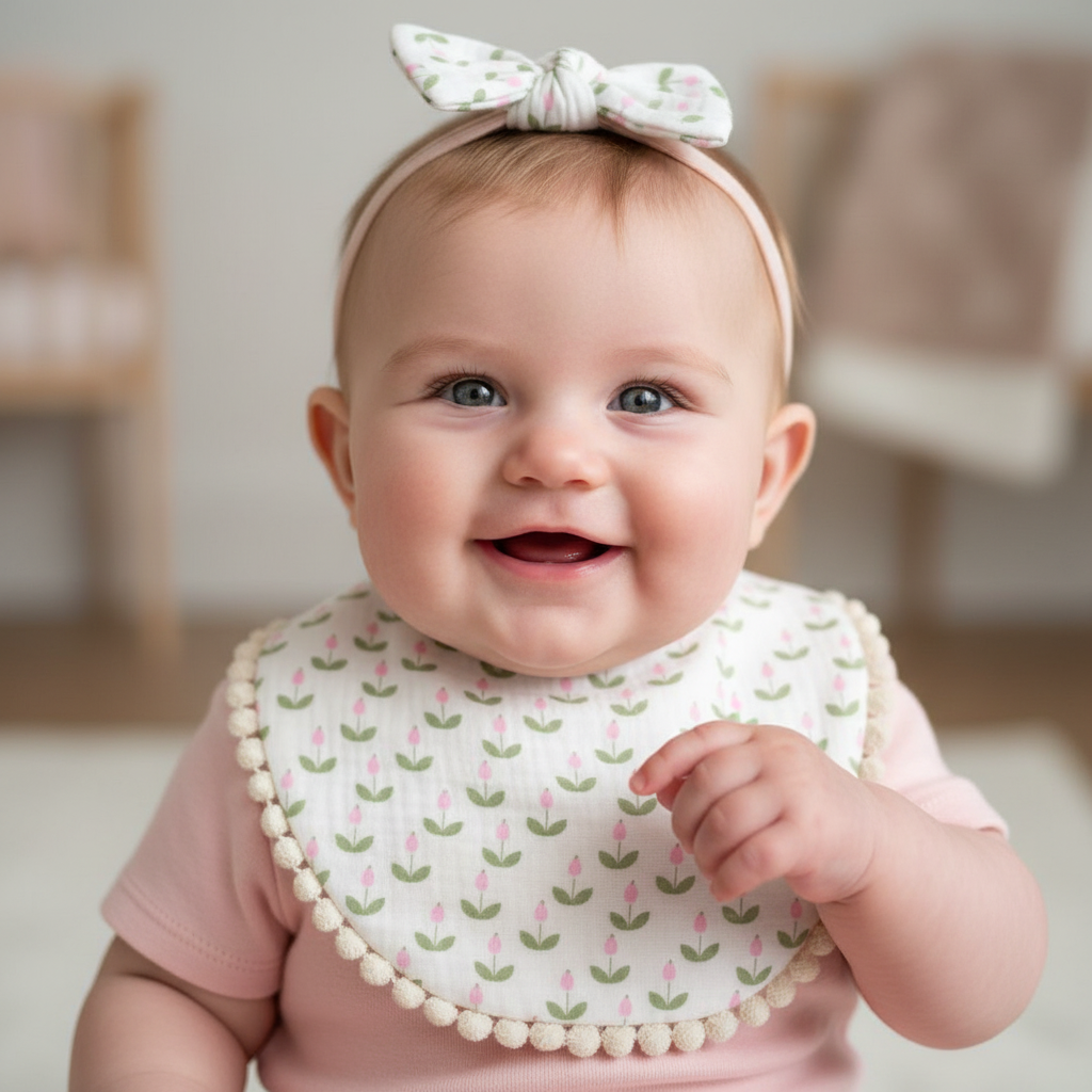 Tulips bib and bow set