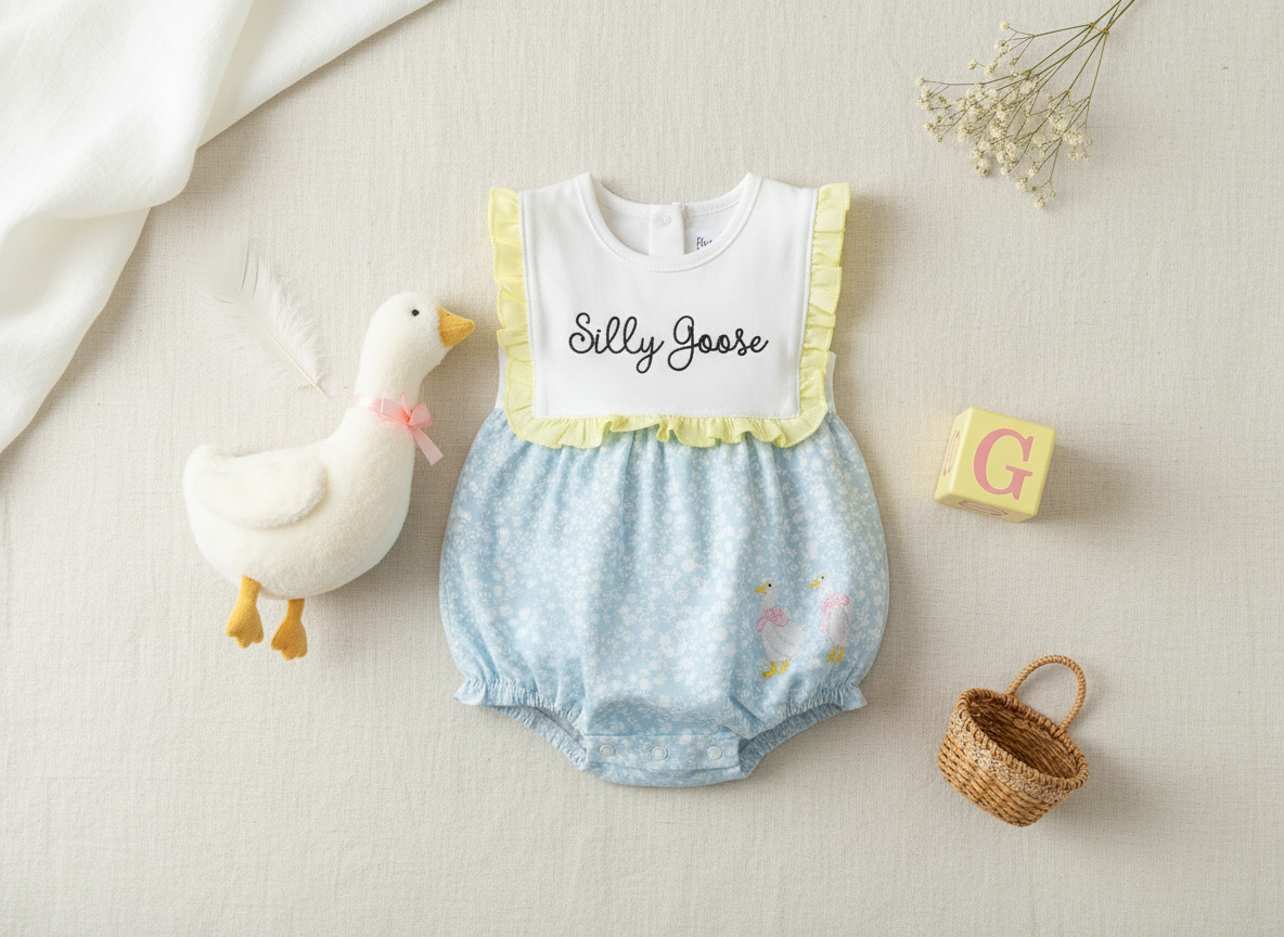 Silly Goose embroidered bubble romper