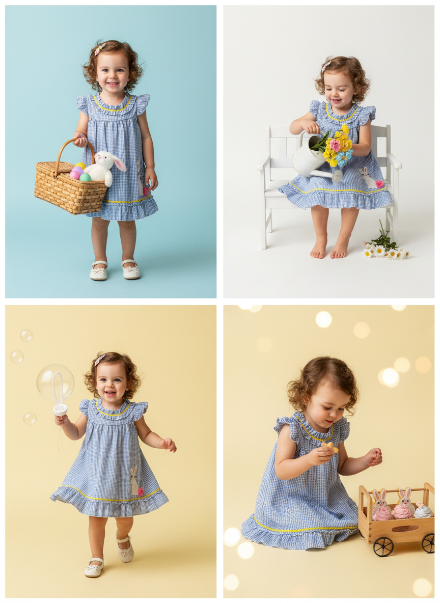 Blue gingham bunny dress