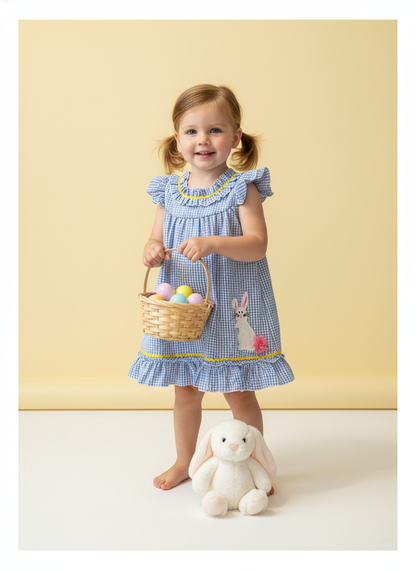 Blue gingham bunny dress