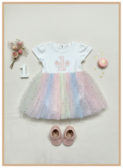 First birthday pastel tutu dress and matching headband bow