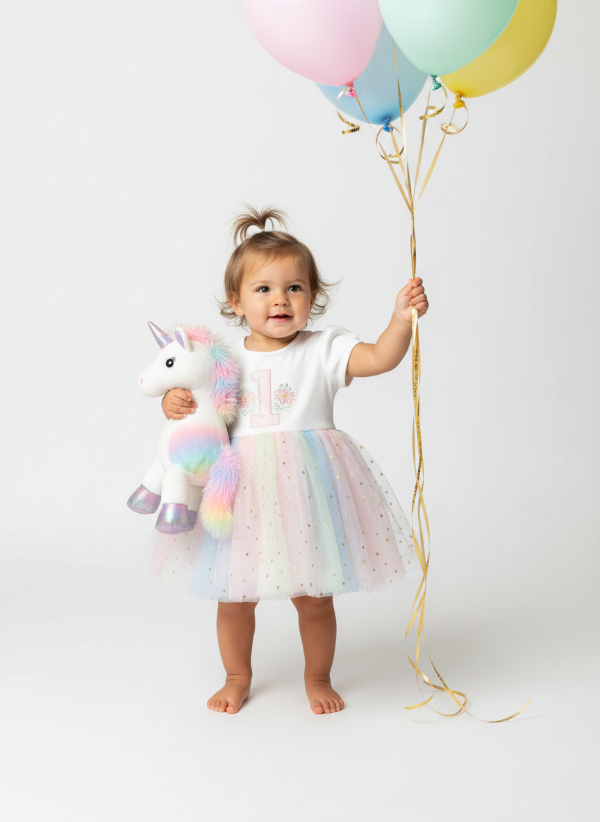 First birthday pastel tutu dress and matching headband bow