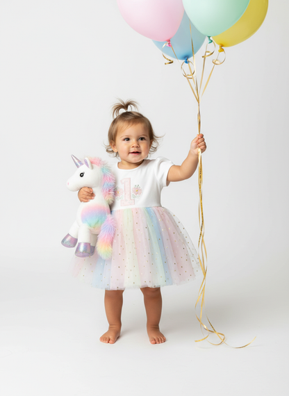 First birthday pastel tutu dress and matching headband bow