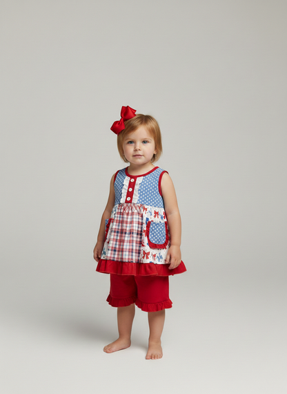 Patriotic bow ruffle set
