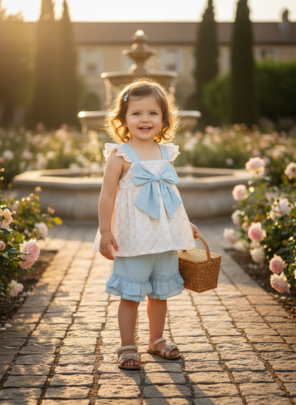 Blue Bow With Ruffles Blue ruffle bow set – Bow Beau Poppy
