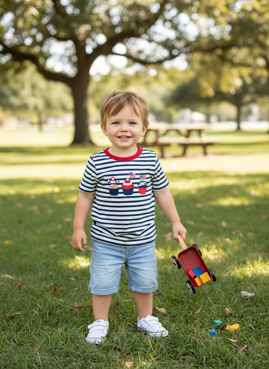 Patriotic cupcake stripe tee