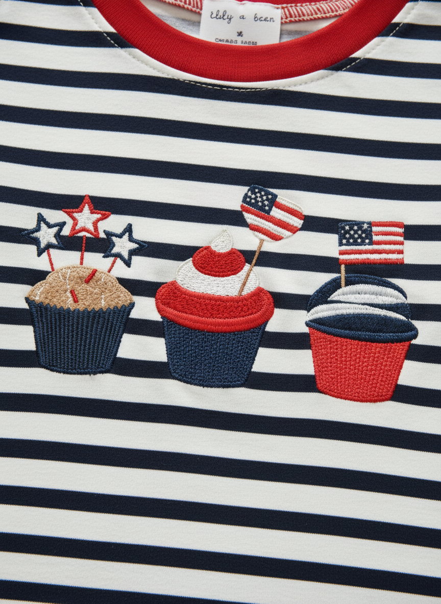 Patriotic cupcake stripe tee