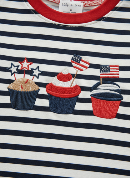 Patriotic cupcake stripe tee