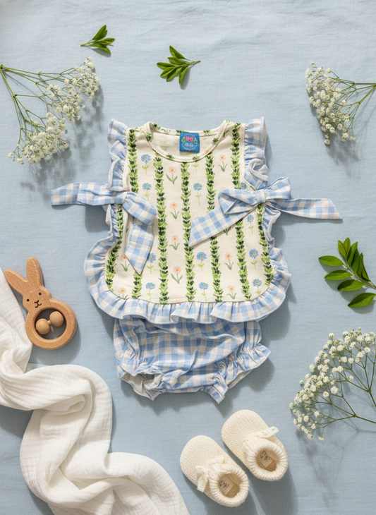 Gingham and floral baby set